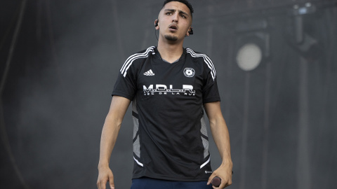 Imagen de archivo del rapero Morad durante una actuación en el Share Festival, en el Parc del Fòrum de Barcelona. Imagen de archivo del rapero Morad durante una actuación en el Share Festival, en el Parc del Fòrum de Barcelona.