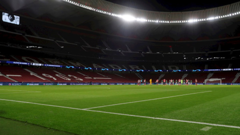 Imagen de un partido de la fase de grupos de la Liga de Campeones sin público en el estadio Wanda Metropolitano de Madrid. Imagen de un partido de la fase de grupos de la Liga de Campeones sin público en el estadio Wanda Metropolitano de Madrid.