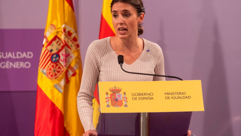 Irene Montero, ministra de Igualdad, en una rueda de prensa. Irene Montero, ministra de Igualdad, en una rueda de prensa.