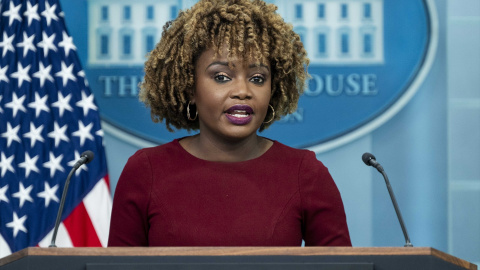 La portavoz de la Casa Blanca, Karine Jean-Pierre, en una rueda de prensa, a 4 de septiembre de 2024. La portavoz de la Casa Blanca, Karine Jean-Pierre, en una rueda de prensa, a 4 de septiembre de 2024.