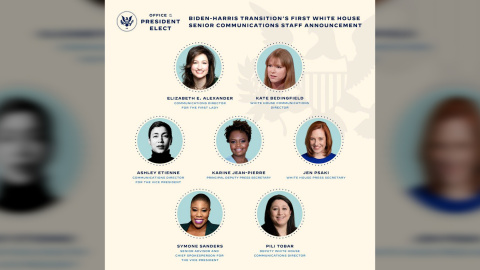 Biden nombra a un equipo de comunicación formado sólo por mujeres