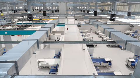 Vista del interior del Hospital Enfermera Isabel Zendal. Vista del interior del Hospital Enfermera Isabel Zendal.