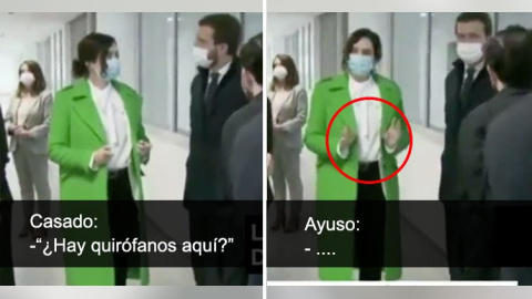 Momento en el que Pablo Casado pregunta si hay quirófanos en el centro. Momento en el que Pablo Casado pregunta si hay quirófanos en el centro.