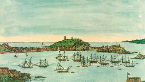 14/10/24 Vista del puerto y de la ensenada de A Coruña contra finales del siglo XVIII.
