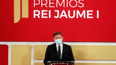 30/11/2020 Imagen del presidente de la Generalitat, Ximo Puig, en la entrega de los Premios Jaime I. -EFE 30/11/2020 Imagen del presidente de la Generalitat, Ximo Puig, en la entrega de los Premios Jaime I. -EFE