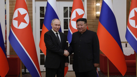 Foto de archivo del presidente ruso Vladimir Putin y del líder de Corea del Norte, Kim Jong Un. Foto de archivo del presidente ruso Vladimir Putin y del líder de Corea del Norte, Kim Jong Un.