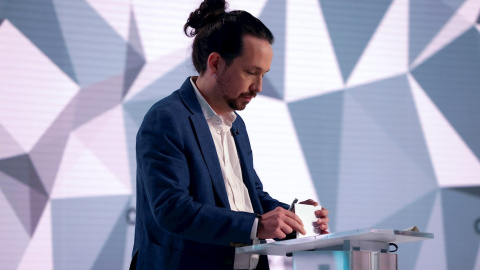 El candidato a la presidencia de la Comunidad de Madrid por Unidad Podemos, Pablo Iglesias, durante el debate de los aspirantes a presidir el gobierno madrileño en los estudios de Telemadrid. EFE/Juanjo Martín El candidato a la presidencia de la Comunidad de Madrid por Unidad Podemos, Pablo Iglesias, durante el debate de los aspirantes a presidir el gobierno madrileño en los estudios de Telemadrid. EFE/Juanjo Martín