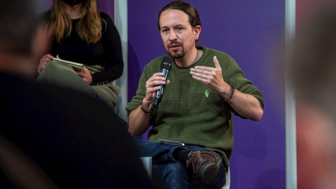 Pablo Iglesias presenta el programa electoral de Unidas Podemos para el 4M.