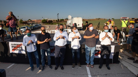 Varios de los condenados durante una protesta. Varios de los condenados durante una protesta.
