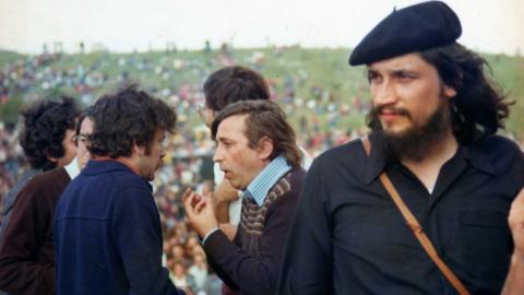 Benedicto, Raimon y Miro Casabella, en un concierto en la Universidad Autónoma de Madrid.