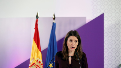 La ministra de Igualdad, Irene Montero, interviene este lunes en el acto institucional con motivo del 8 de marzo. La ministra de Igualdad, Irene Montero, interviene este lunes en el acto institucional con motivo del 8 de marzo.