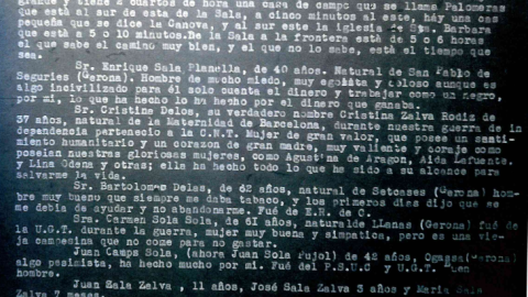 Parte del informe de Crispín en la que describe a Cristina Zalba.