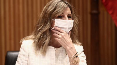 La ministra de Trabajo y Economía Social, Yolanda Díaz, durante la Comisión de Trabajo, Inclusión, Seguridad Social y Migraciones. La ministra de Trabajo y Economía Social, Yolanda Díaz, durante la Comisión de Trabajo, Inclusión, Seguridad Social y Migraciones.