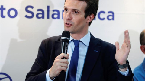 Pablo Casado, durante un acto con afiliados hace unos días en Madrid. EFE/Javier López