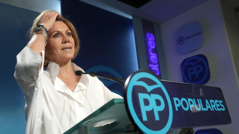 Cospedal, en la sede de Génova, este jueves. EFE/Zipi