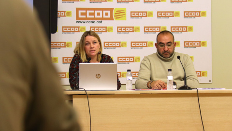 La secretària d'Acció Sindical, Cristina Torre, i el secretari general de CCOO Catalunya, Javier Pacheco, en una roda de premsa aquest dilluns La secretària d'Acció Sindical, Cristina Torre, i el secretari general de CCOO Catalunya, Javier Pacheco, en una roda de premsa aquest dilluns