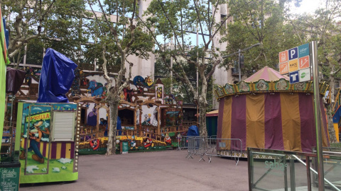 Les atraccions infantils instal·lades als Jardinets de Gràcies resten tancades des de l'atemptat. FOTO: Elena Parreño