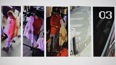 Alejandro Freire, 'Yumba', en una de las pruebas mostradas durante la sesión de este miércoles por el asesinato de Samuel Luiz, en la Audiencia de A Coruña. Alejandro Freire, 'Yumba', en una de las pruebas mostradas durante la sesión de este miércoles por el asesinato de Samuel Luiz, en la Audiencia de A Coruña.