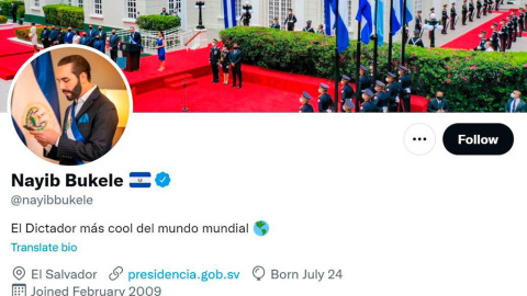 16/1/23 Biografía del presidente de El Salvador en Twitter. 16/1/23 Biografía del presidente de El Salvador en Twitter.