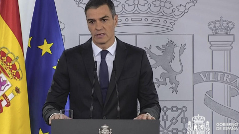 Declaración institucional del presidente del Gobierno, Pedro Sánchez, en el Palacio de la Moncloa. Declaración institucional del presidente del Gobierno, Pedro Sánchez, en el Palacio de la Moncloa.