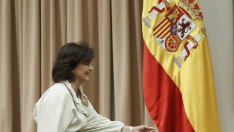 La vicepresidenta del Gobierno, Carmen Calvo, comparece en la Comisión de Igualdad del Congreso. (JAVIER LIZÓN | EFE) La vicepresidenta del Gobierno, Carmen Calvo, comparece en la Comisión de Igualdad del Congreso. (JAVIER LIZÓN | EFE)