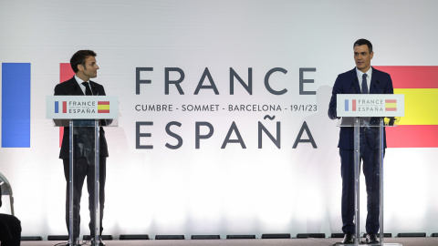 19/01/2023 - Emmanuel Macron i Pedro Sánchez a la cimera bilateral hispano-francesa d'aquest dijous a Barcelona. 19/01/2023 - Emmanuel Macron i Pedro Sánchez a la cimera bilateral hispano-francesa d'aquest dijous a Barcelona.
