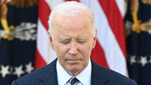 El presidente estadounidense Joe Biden se dirige a la nación desde el jardín de rosas de la Casa Blanca en Washington, DC, a 7 de noviembre de 2024. El presidente estadounidense Joe Biden se dirige a la nación desde el jardín de rosas de la Casa Blanca en Washington, DC, a 7 de noviembre de 2024.