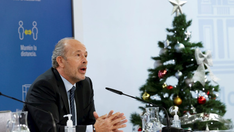 El ministro de Justicia, Juan Carlos Campo, en la rueda de prensa tras la reunión del Consejo de Ministros celebrado en la Moncloa. EFE/ Chema Moya El ministro de Justicia, Juan Carlos Campo, en la rueda de prensa tras la reunión del Consejo de Ministros celebrado en la Moncloa. EFE/ Chema Moya