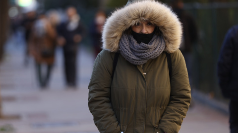 Una mujer pasea por Madrid cuando la capital se encuentra en aviso amarillo por temperaturas mínimas. Una mujer pasea por Madrid cuando la capital se encuentra en aviso amarillo por temperaturas mínimas.