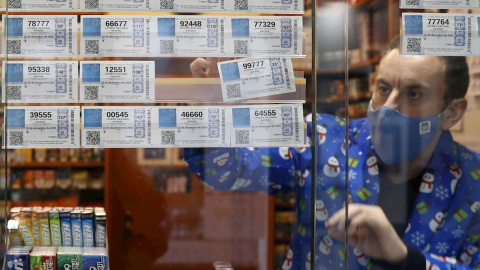 Vista de una administración de lotería este lunes en el centro de Oviedo. Asturias. Vista de una administración de lotería este lunes en el centro de Oviedo. Asturias.