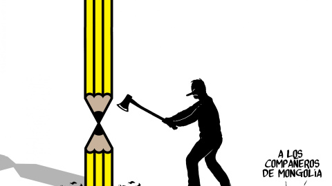 Viñeta de apoyo a la revista 'Mongolia' tras su condena por el Tribunal Supremo. Viñeta de apoyo a la revista 'Mongolia' tras su condena por el Tribunal Supremo.
