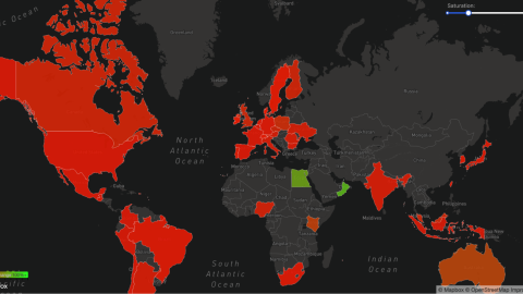 Mapa de la incidencia de la 'desaparición' de Facebook en el mundo.