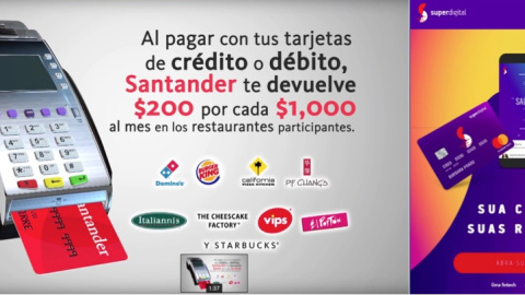 Promoción de pago en restaurantes con tarjeta del Banco Santander.