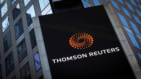 El logo de Thomson Reuters, en la sede de la compañía en Times Square, en Nueva York. REUTERS/Carlo Allegri El logo de Thomson Reuters, en la sede de la compañía en Times Square, en Nueva York. REUTERS/Carlo Allegri