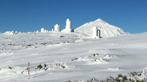 Imagen de las Cañadas en la tarde del martes. Con el Astrofísico a los pies del pico del Teide. / @YoTenerife