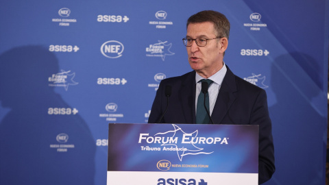 El presidente del PP, Alberto Núñez Feijóo, en un acto en Sevilla, a 7 de julio. El presidente del PP, Alberto Núñez Feijóo, en un acto en Sevilla, a 7 de julio.