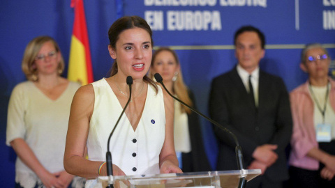 La ministra de Igualdad, Irene Montero, interviene durante el evento "Avanzando los derechos LGTBI en Europa, a 5 de julio de 2023. La ministra de Igualdad, Irene Montero, interviene durante el evento "Avanzando los derechos LGTBI en Europa, a 5 de julio de 2023.