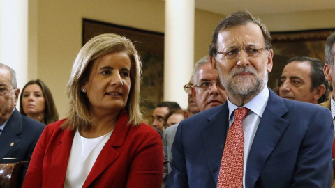 La ministra de Empleo, Fátima Báñez, y el presidente del Gobierno, Mariano Rajoy, llevan meses alardeando de la recuperación del mercado de trabajo. La ministra de Empleo, Fátima Báñez, y el presidente del Gobierno, Mariano Rajoy, llevan meses alardeando de la recuperación del mercado de trabajo.