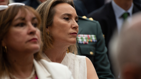 12/07/2023 La secretaria general del Partido Popular, Cuca Gamarra, durante el acto institucional del Día de La Rioja