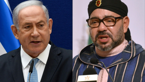 Combo de fotografías del primer ministro de Israel, Benjamin Netanyahu, y del rey de Marruecos, Mohammed VI. Combo de fotografías del primer ministro de Israel, Benjamin Netanyahu, y del rey de Marruecos, Mohammed VI.