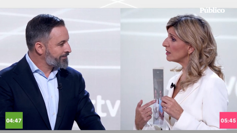 Los momentos más destacados de Yolanda Díaz y Pedro Sánchez frente a Santiago Abascal en el debate de RTVE Los momentos más destacados de Yolanda Díaz y Pedro Sánchez frente a Santiago Abascal en el debate de RTVE