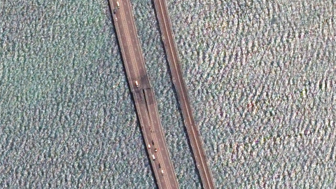 Imagen de satélite que muestra el tramo dañado del puente de Crimea en el estrecho de Kerch, el 17 de julio de 2023. Imagen de satélite que muestra el tramo dañado del puente de Crimea en el estrecho de Kerch, el 17 de julio de 2023.