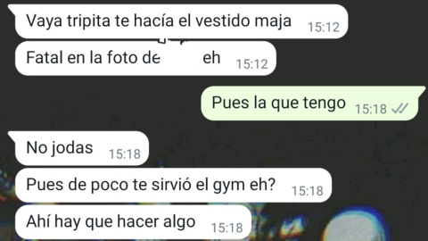 Detalle de la conversación de Whatsapp difundida por una usuaria de Twitter. / @MayyRules Detalle de la conversación de Whatsapp difundida por una usuaria de Twitter. / @MayyRules