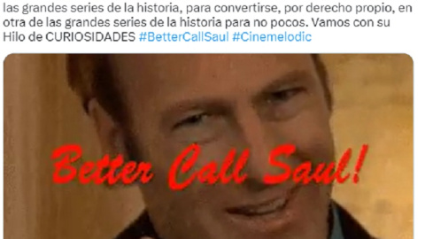 Una captura de pantalla del hilo de Cinemelodic sobre 'Better Call Saul' Una captura de pantalla del hilo de Cinemelodic sobre 'Better Call Saul'