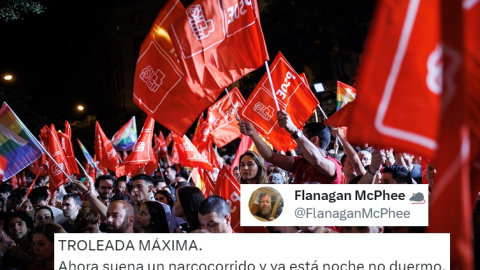 Elecciones generales 23J 2023. PSOE seguimiento de resultados Los votantes del PSOE celebran los resultados del partido en la calle Ferraz . – Edición de la foto de Alejandro Martínez Vélez / Europa Press