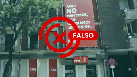 Imagen manipulada sede del PSOE Imagen manipulada sede del PSOE