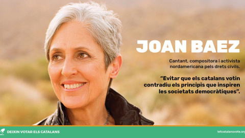 Joan Baez ha firmado el manifiesto Let Catalans Vote. Joan Baez ha firmado el manifiesto Let Catalans Vote.