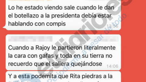 Capturas de la conversación entre varios agentes de policía por WhatsApp. / eldiario.es Capturas de la conversación entre varios agentes de policía por WhatsApp. / eldiario.es