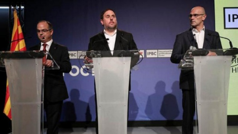 Turull, Junqueras i Romeva. REUTERS Turull, Junqueras i Romeva. REUTERS
