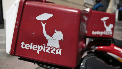 El logo de Telepizza en la moto de uno de sus repartidores. REUTERS El logo de Telepizza en la moto de uno de sus repartidores. REUTERS